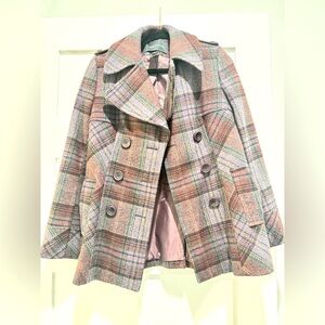Nice plaid peacoat jacket. Multi colored. Size small